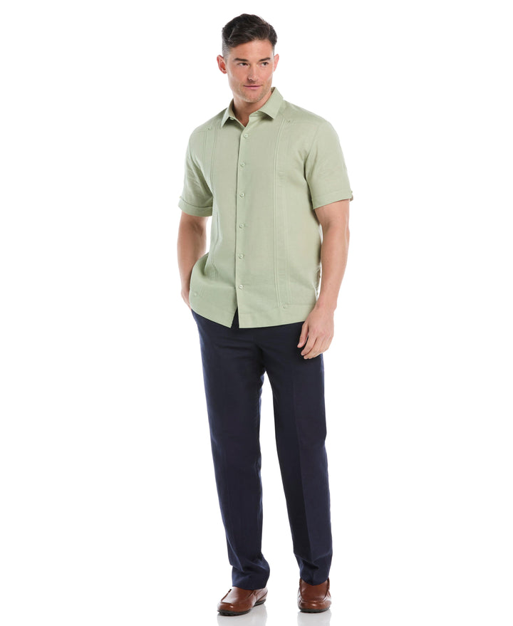 Linen Blend Guayabera Shirt (Reseda) 
