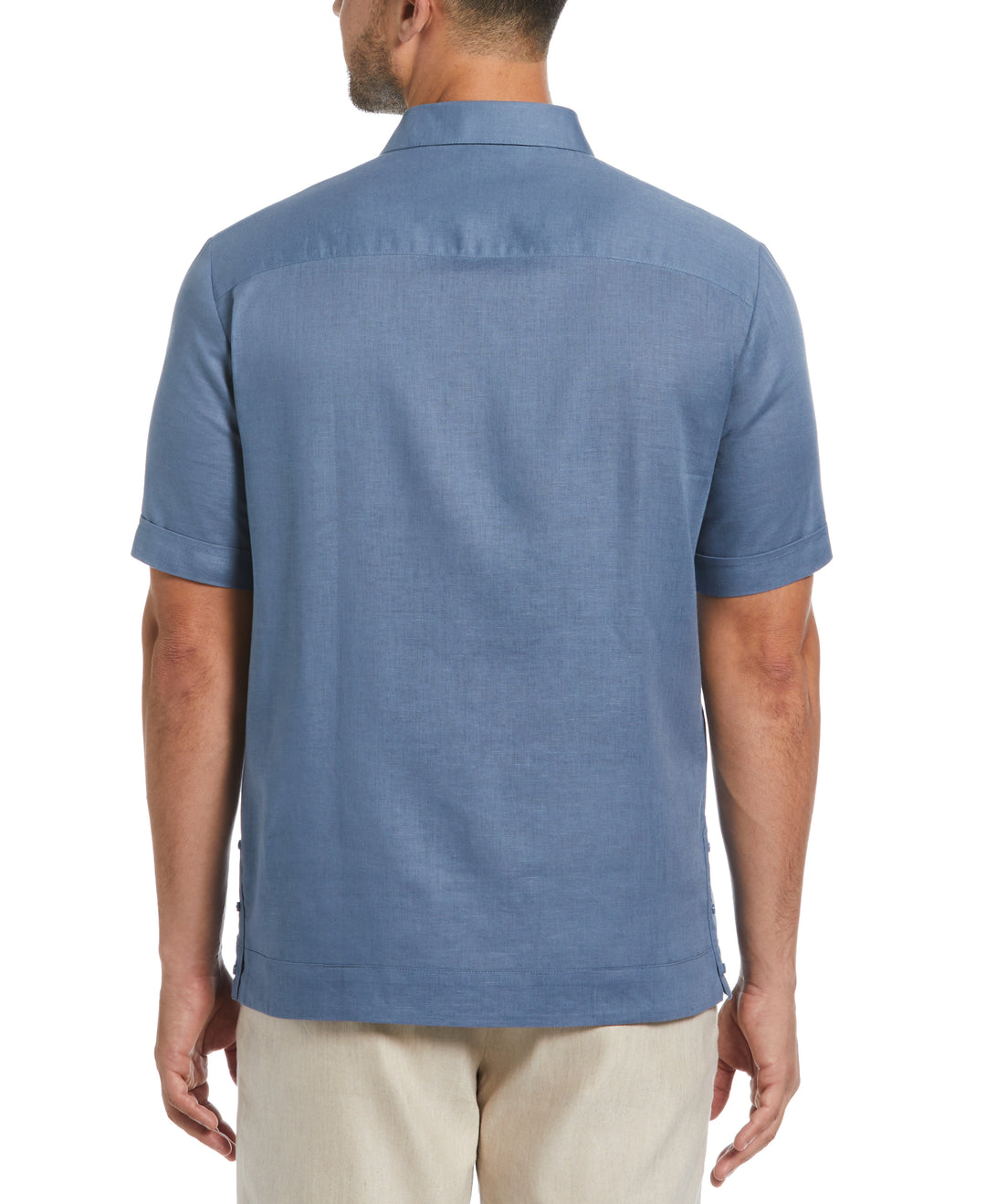 Linen Blend Guayabera Shirt (Captains Blue) 