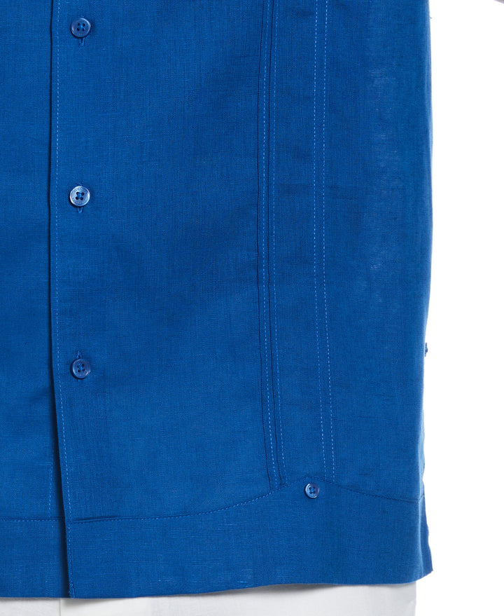 Linen Blend Guayabera Shirt (True Blue) 