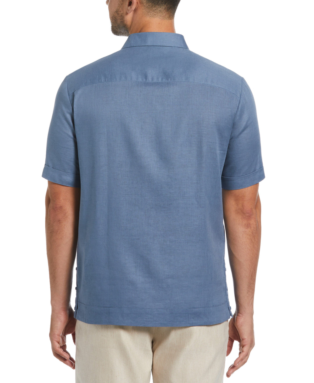 Linen Blend Guayabera Shirt (Captains Blue) 