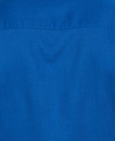 Linen Blend No Pocket Guayabera Shirt (True Blue) 