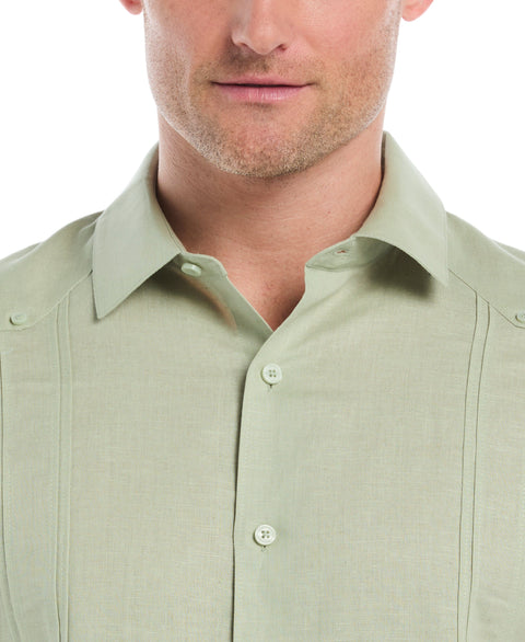Linen Blend Guayabera Shirt (Reseda) 