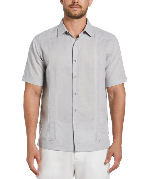Linen Blend No Pocket Guayabera Shirt (Micro Chip) 