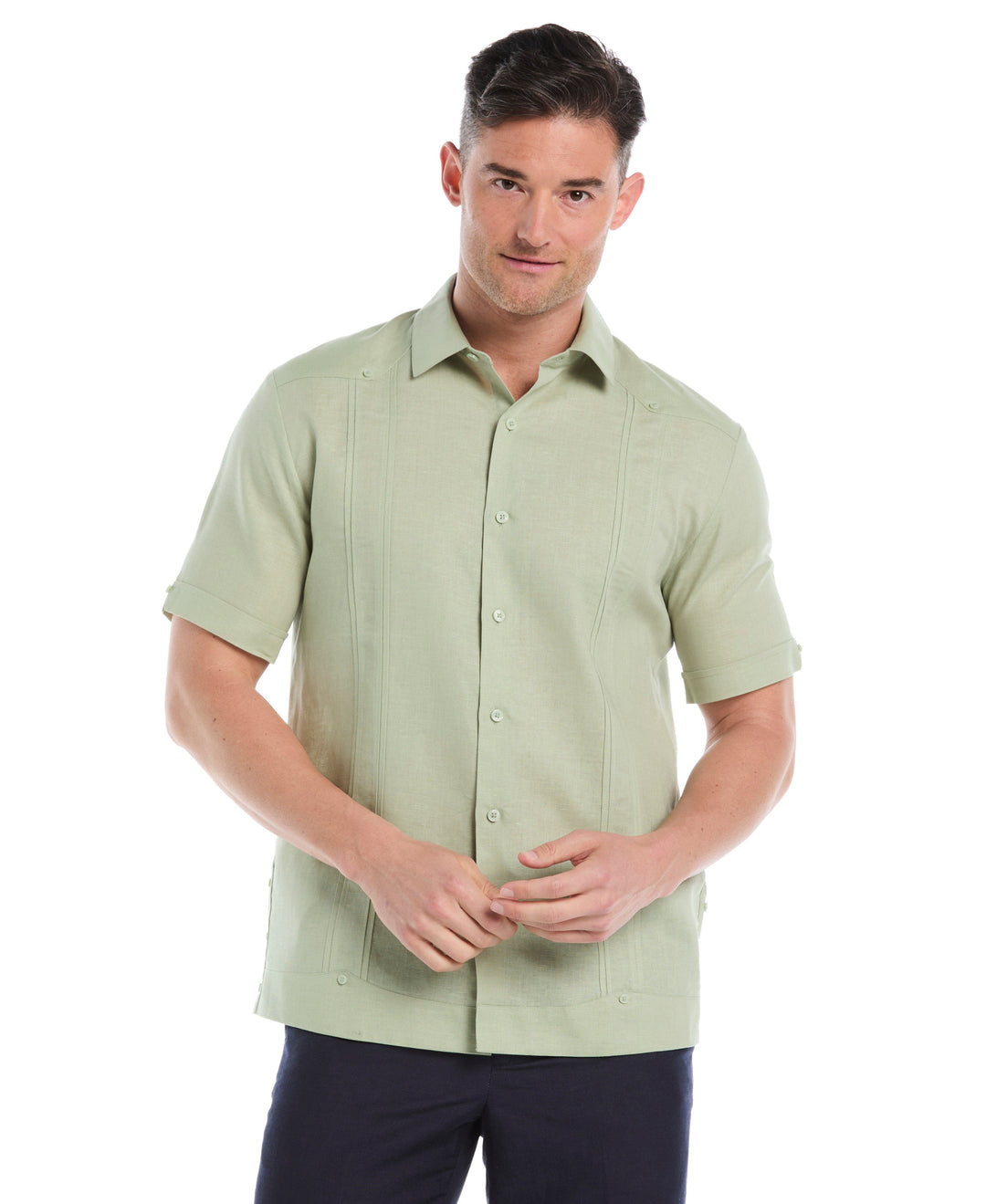 Linen Blend Guayabera Shirt (Reseda) 