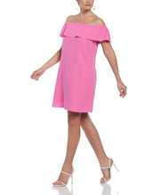 Linen Blend Off-Shoulder Knee-Length Dress (Strawberry Moon) 