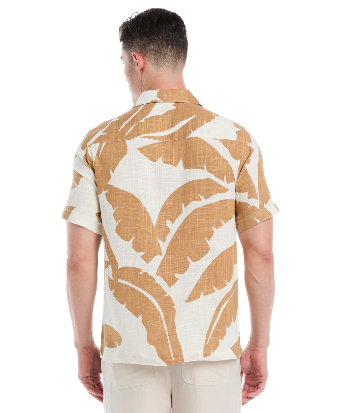 Linen Blend Palm Print Shirt (Egret) 