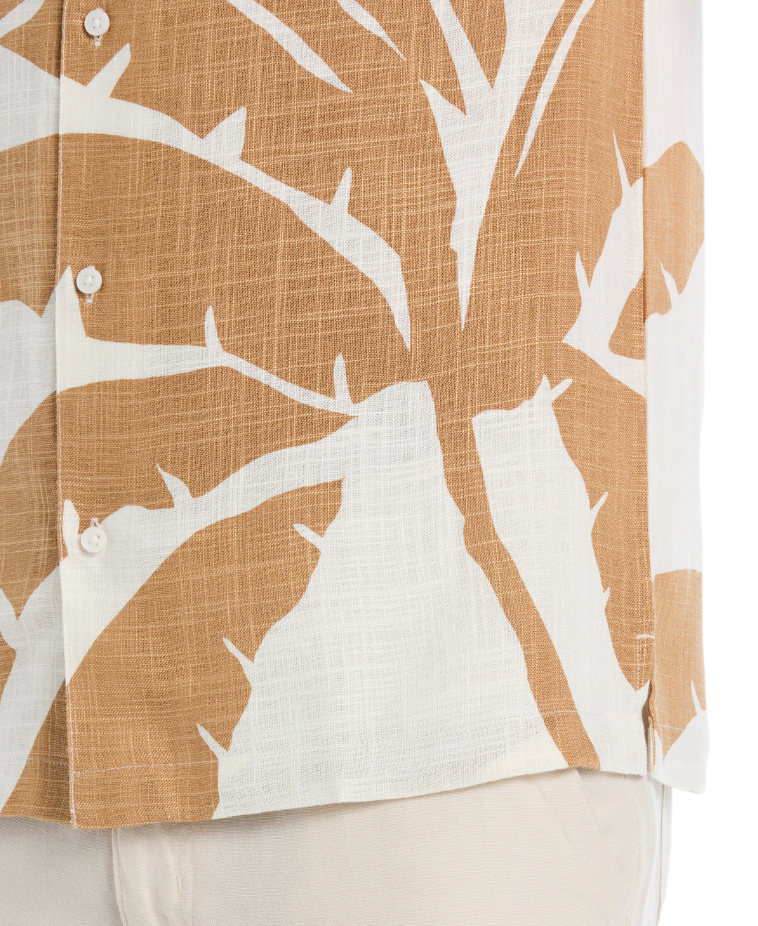 Linen Blend Palm Print Shirt (Egret) 