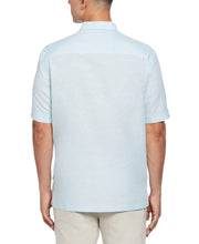 Linen Blend Panel Shirt (Aquatic) 