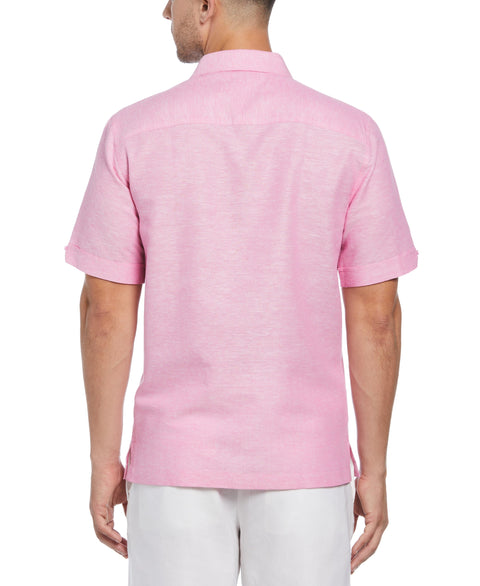 Linen Blend Panel Shirt (Strawberry Moon) 