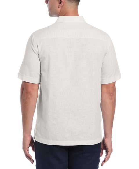 Linen Blend Panel Shirt (Egret) 