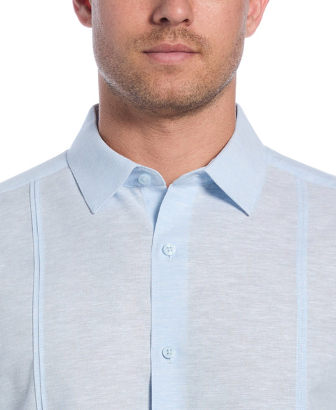 Linen Blend Panel Shirt (Dream Blue) 