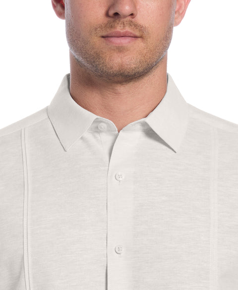 Linen Blend Panel Shirt (Egret) 