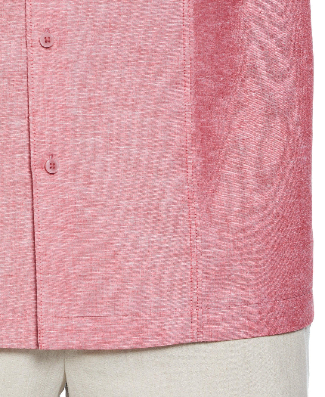 Linen Blend Panel Shirt (Tango Red) 