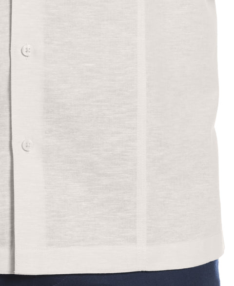 Linen Blend Panel Shirt (Egret) 