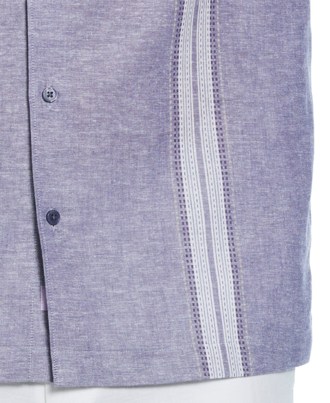 Linen Blend Panel Shirt (Skipper Blue) 