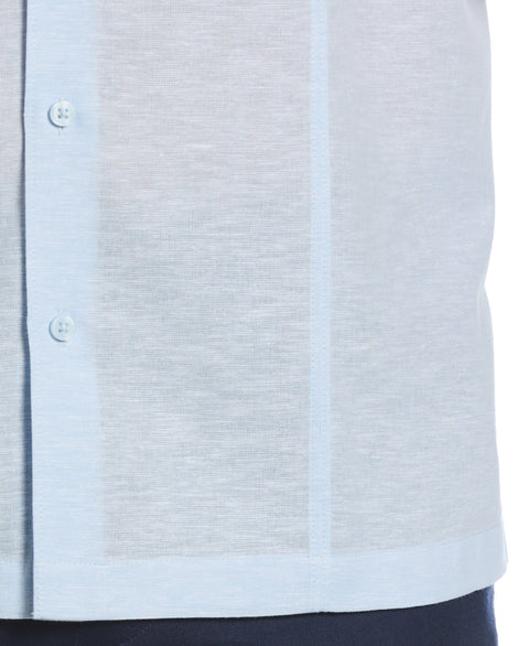 Linen Blend Panel Shirt (Dream Blue) 