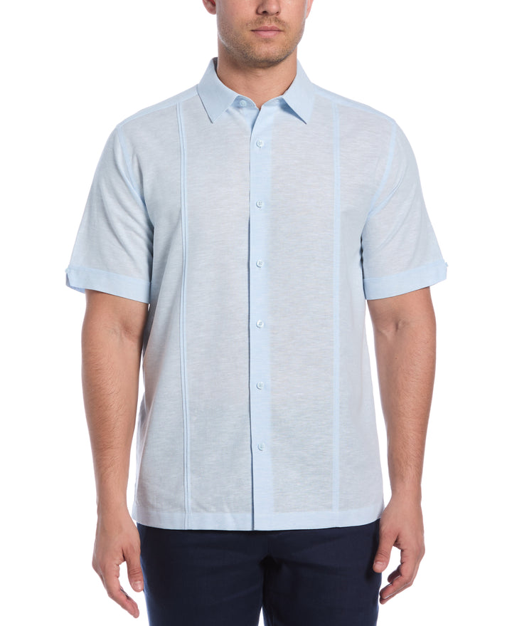 Linen Blend Tuck Panel Shirt (Dream Blue) 