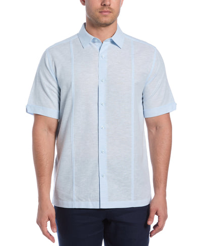Linen Blend Panel Shirt (Dream Blue) 