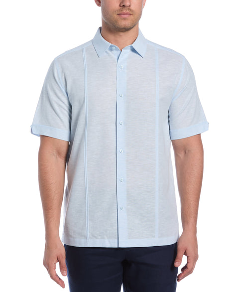 Linen Blend Panel Shirt (Dream Blue) 