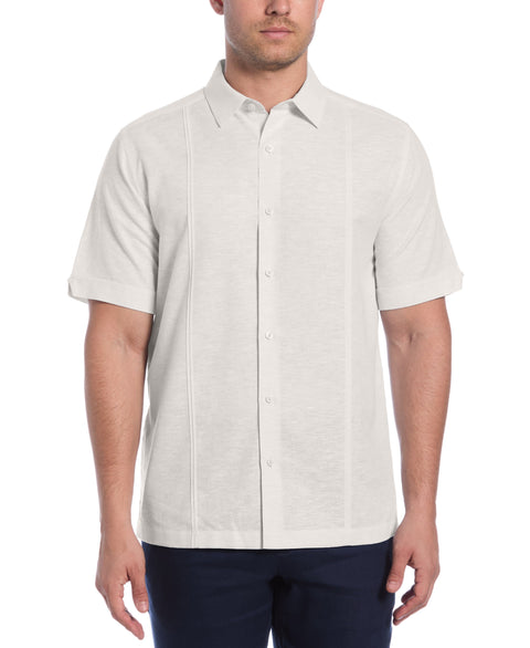 Linen Blend Panel Shirt (Egret) 