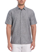 Linen Blend Panel Shirt (Jet Black) 