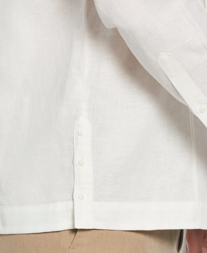 Linen-Blend Pintucks Guayabera Shirt (Coconut Milk) 