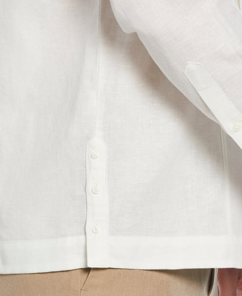 Linen-Blend Pintucks Guayabera Shirt (Coconut Milk) 