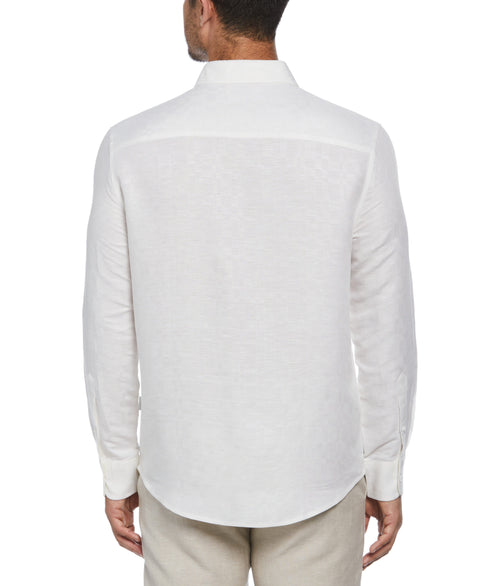 Linen Blend Plaid Dobby Shirt (Brilliant White) 