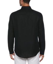 Linen Blend Plaid Dobby Shirt (Jet Black) 