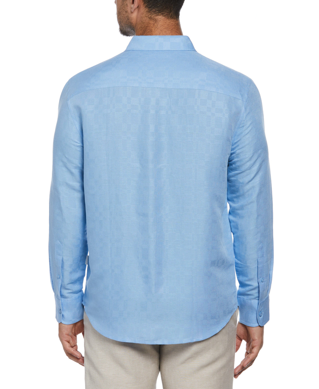 Linen Blend Plaid Dobby Shirt (Placid Blue) 