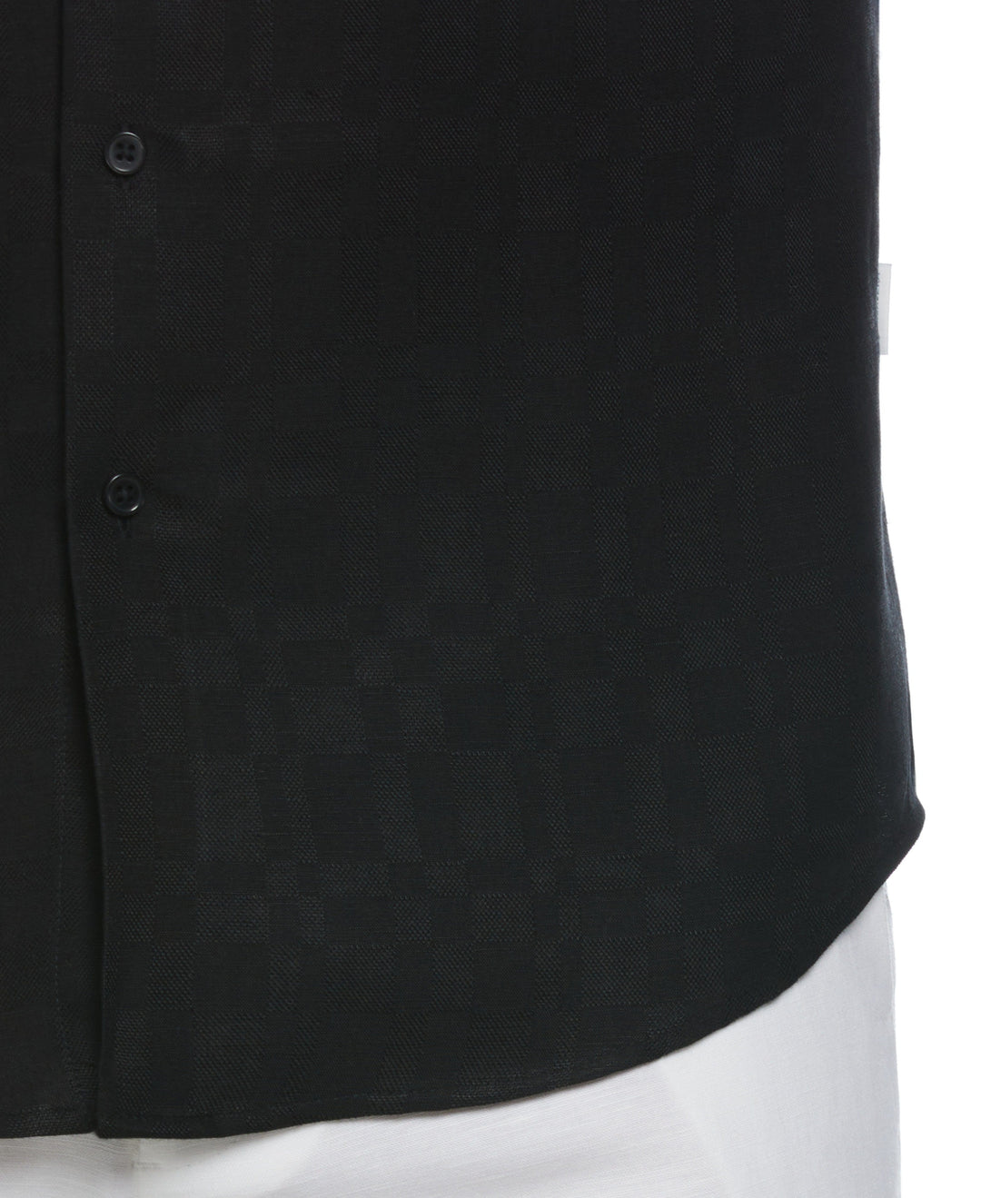 Linen Blend Plaid Dobby Shirt (Jet Black) 