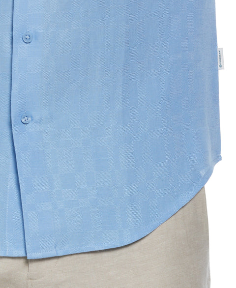 Linen Blend Plaid Dobby Shirt (Placid Blue) 