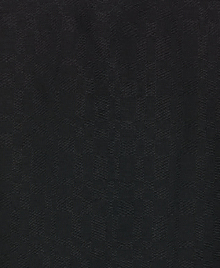 Linen Blend Plaid Dobby Shirt (Jet Black) 