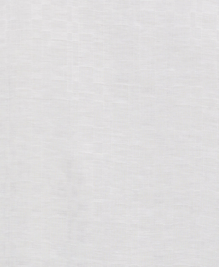 Linen Blend Plaid Dobby Shirt (Brilliant White) 
