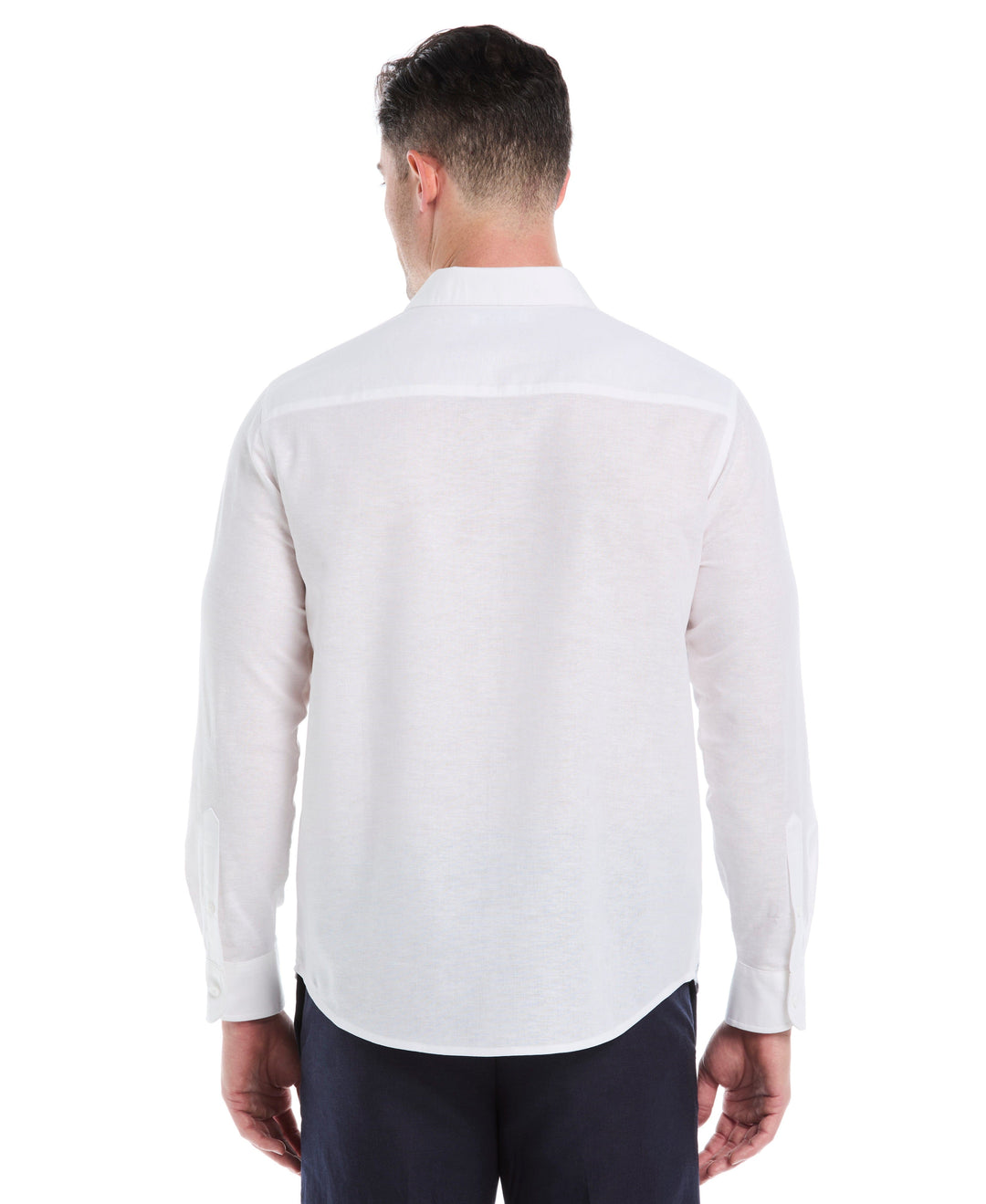 Linen Blend Print Shirt (Brilliant White) 