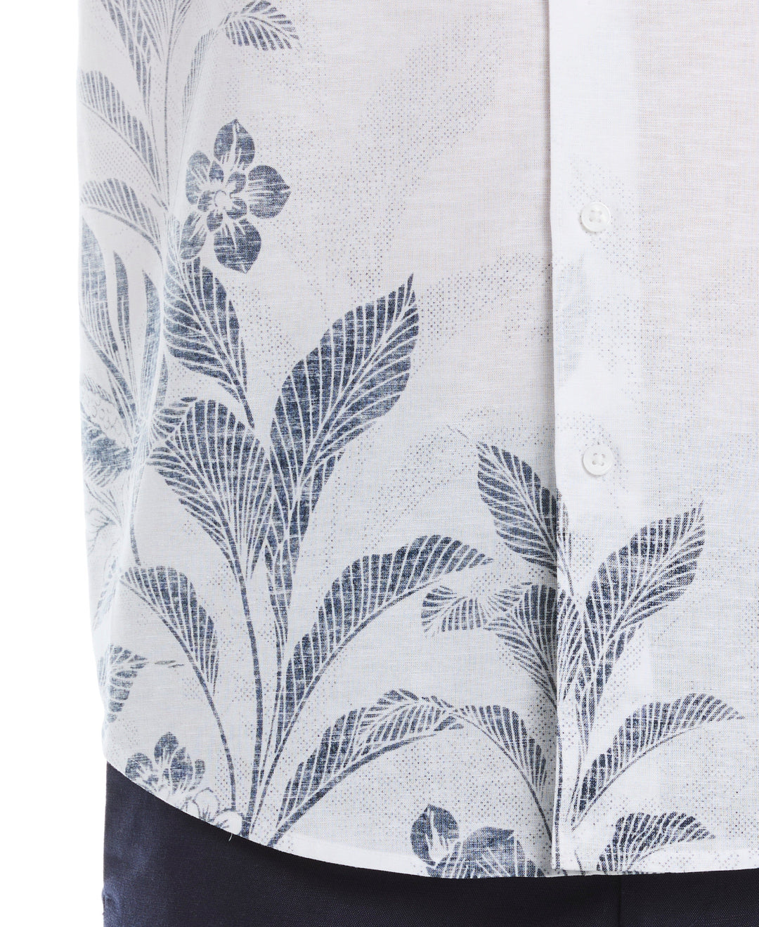 Linen Blend Print Shirt (Brilliant White) 