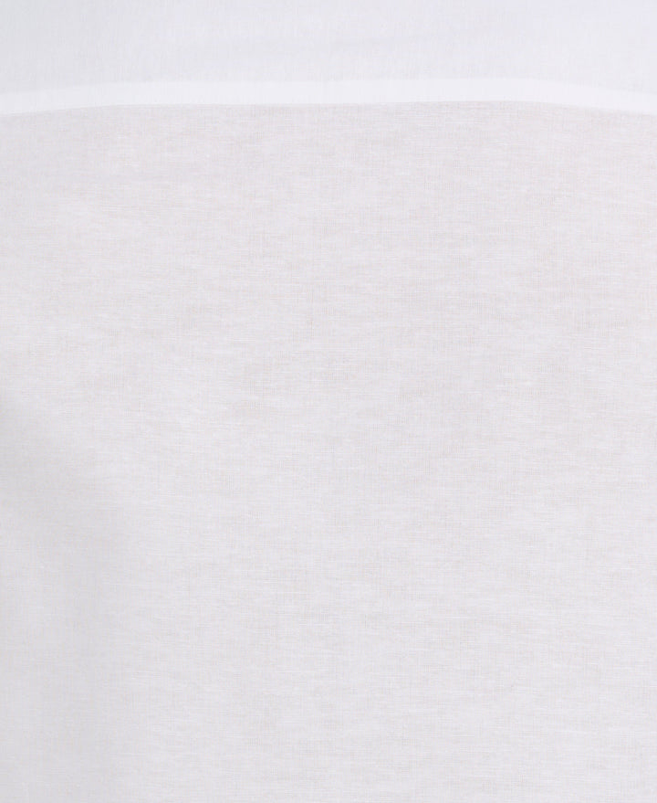 Linen Blend Print Shirt (Brilliant White) 