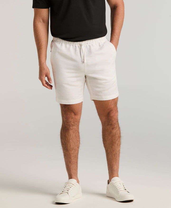 Linen Blend 7" Pull-On Drawstring Short (Brilliant White) 