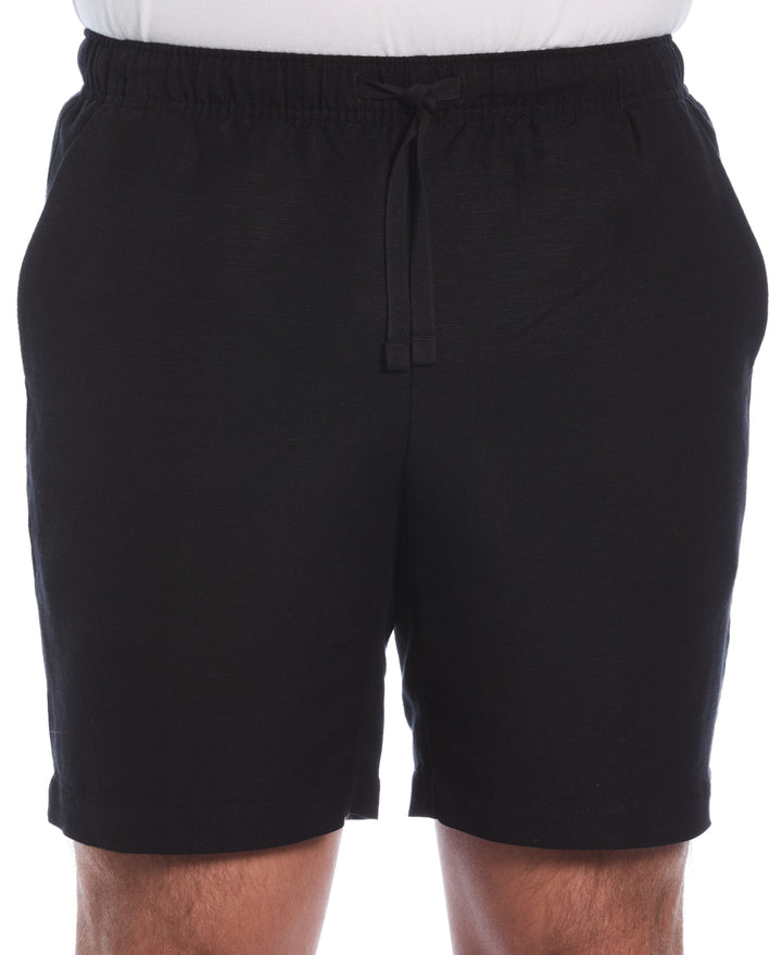 Linen Blend 7" Pull-On Drawstring Short (Jet Black) 