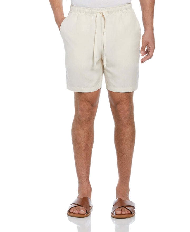 Linen Blend 7" Pull-On Drawstring Short (Silver Lining) 