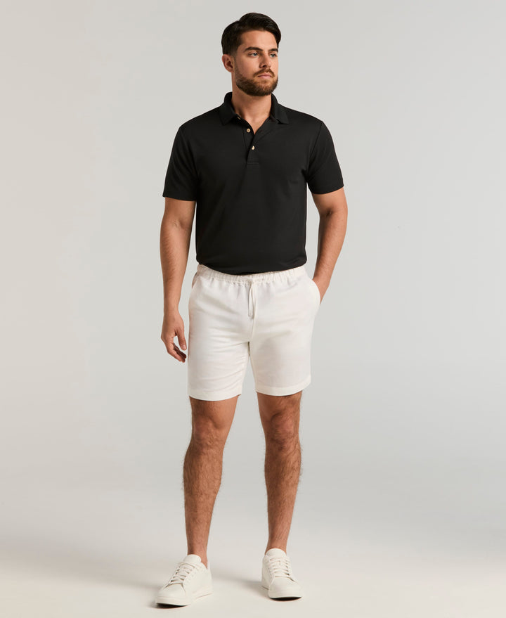 Linen Blend 7" Pull-On Drawstring Short (Brilliant White) 