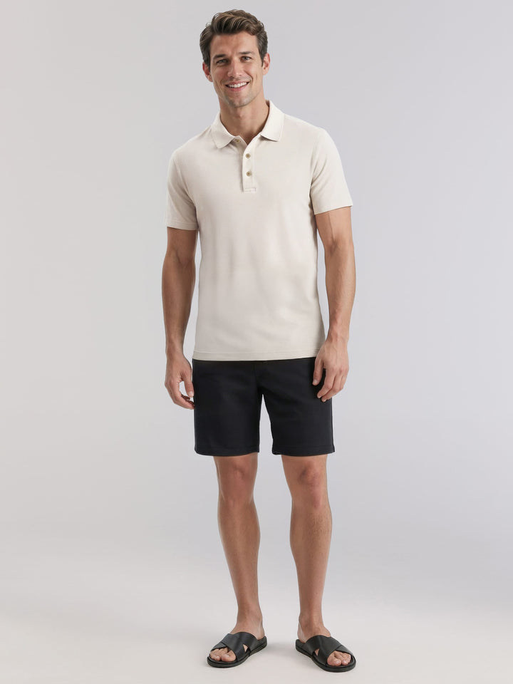 Linen Blend 7" Pull-On Drawstring Short (Jet Black) 