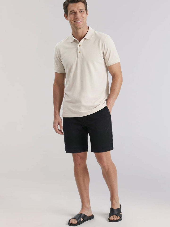 Linen Blend 7" Pull-On Drawstring Short (Jet Black) 
