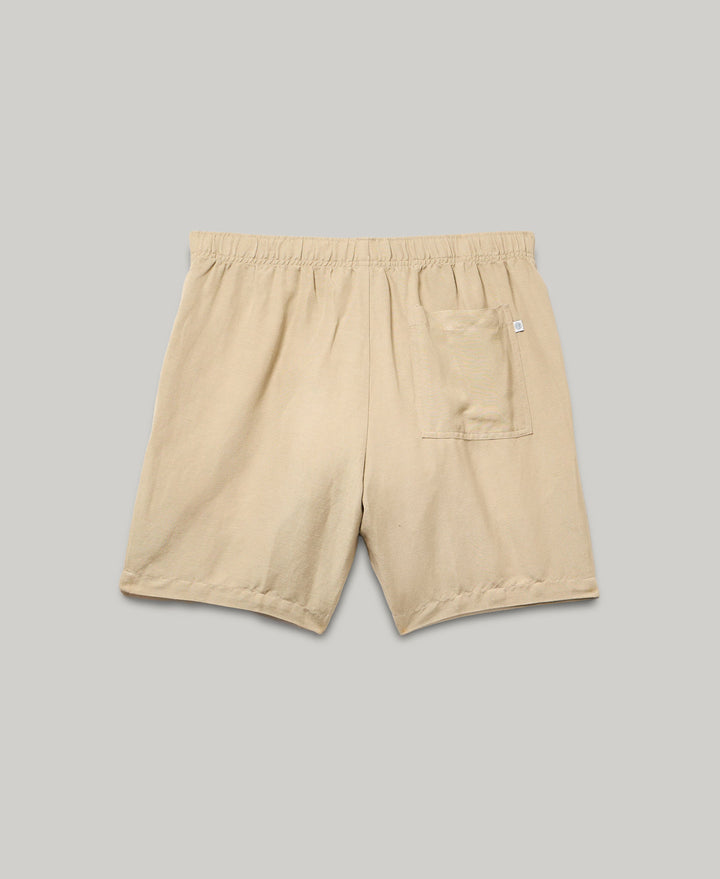 Linen Blend 7" Pull-On Drawstring Short (Island Fossil) 