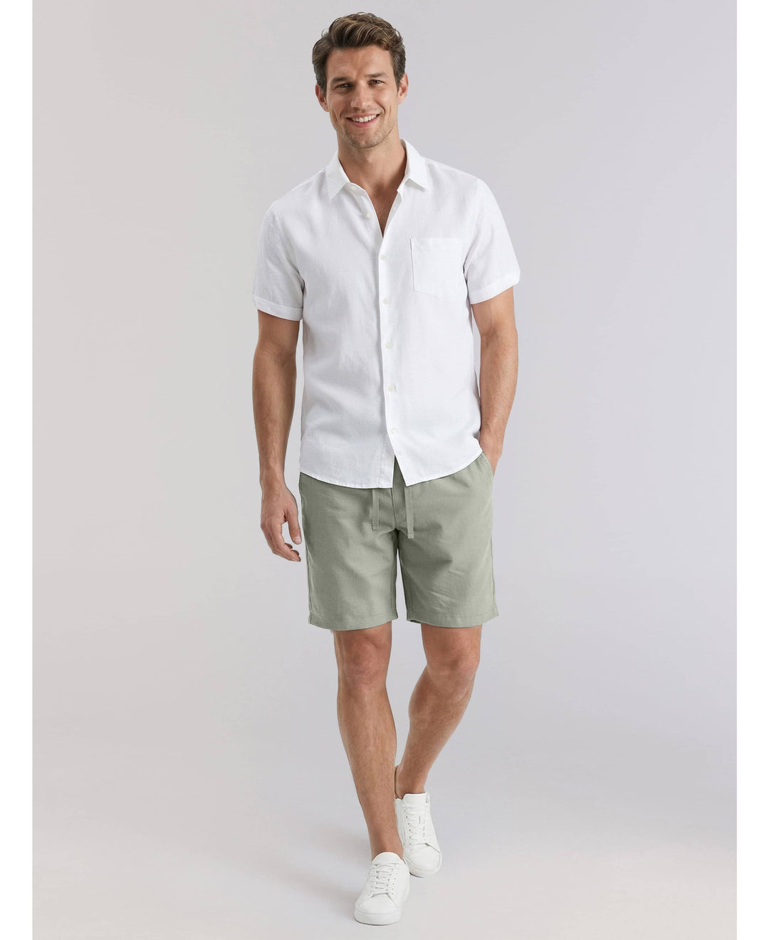 Linen-Blend Pull On Drawstring Shorts-Shorts-Cubavera