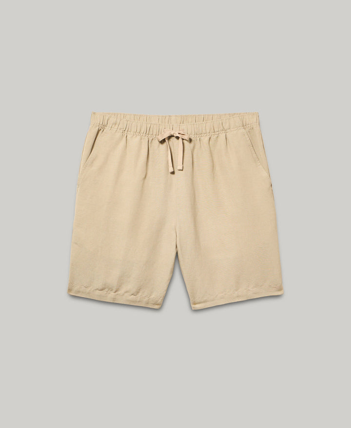 Linen Blend 7" Pull-On Drawstring Short (Island Fossil) 