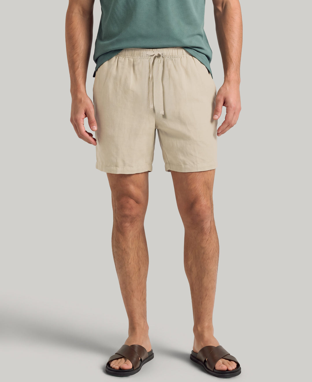Linen Blend 7" Pull-On Drawstring Short (Island Fossil) 