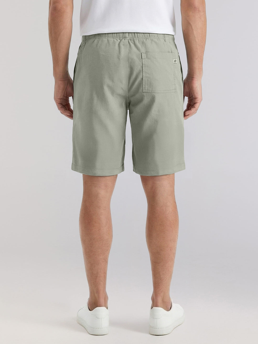 Linen Blend 7" Pull-On Drawstring Short (Green Milieu) 