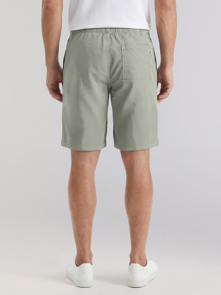Linen Blend 7" Pull-On Drawstring Short (Green Milieu) 