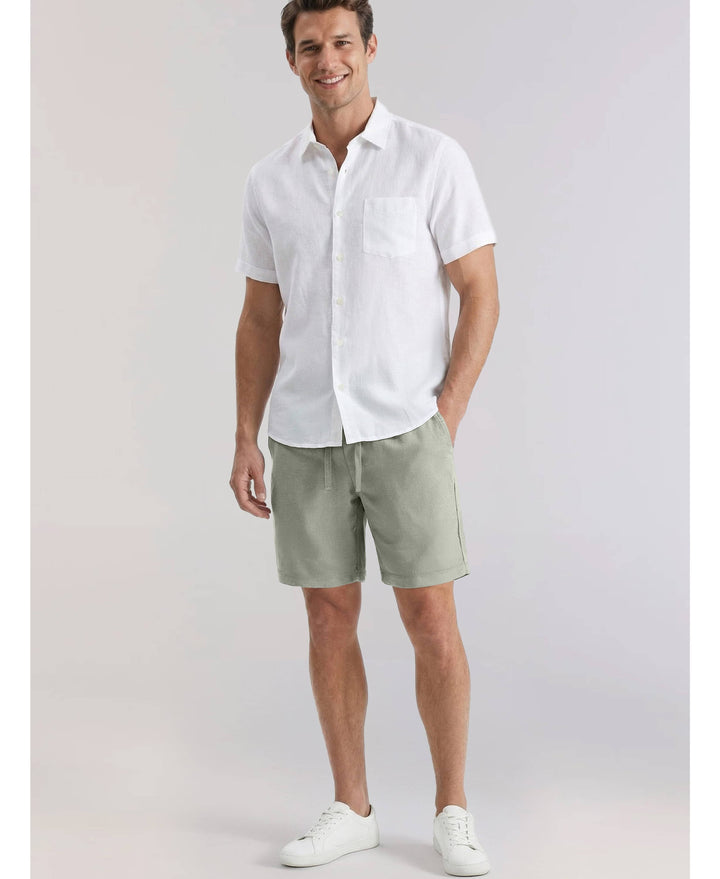 Linen-Blend Pull On Drawstring Shorts-Shorts-Cubavera